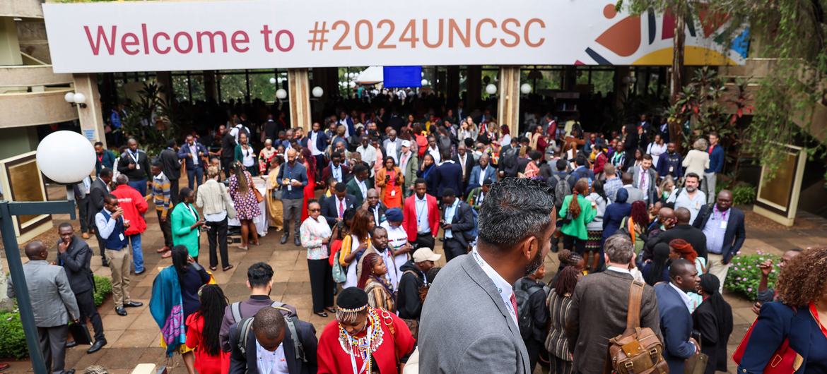 Participants gathering at the opening of the UN Civil Society Conference, which is being held at the UN Office in Nairobi, Kenya, from 9-10 May 2024.